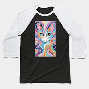 Whisker Wonderland: Abstract Cat Dream Baseball T-Shirt